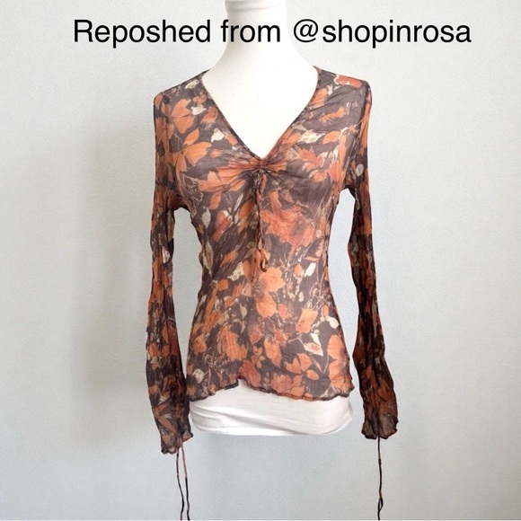 Tops - 🌹5 for $50🌹Whimsigoth Vintage 100% Silk Ruched Top